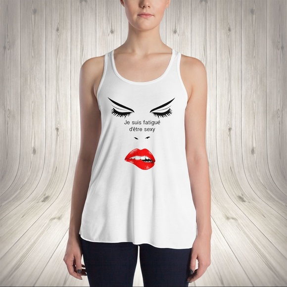 "Tired" Ladies Tank in White - Picture 1 of 1